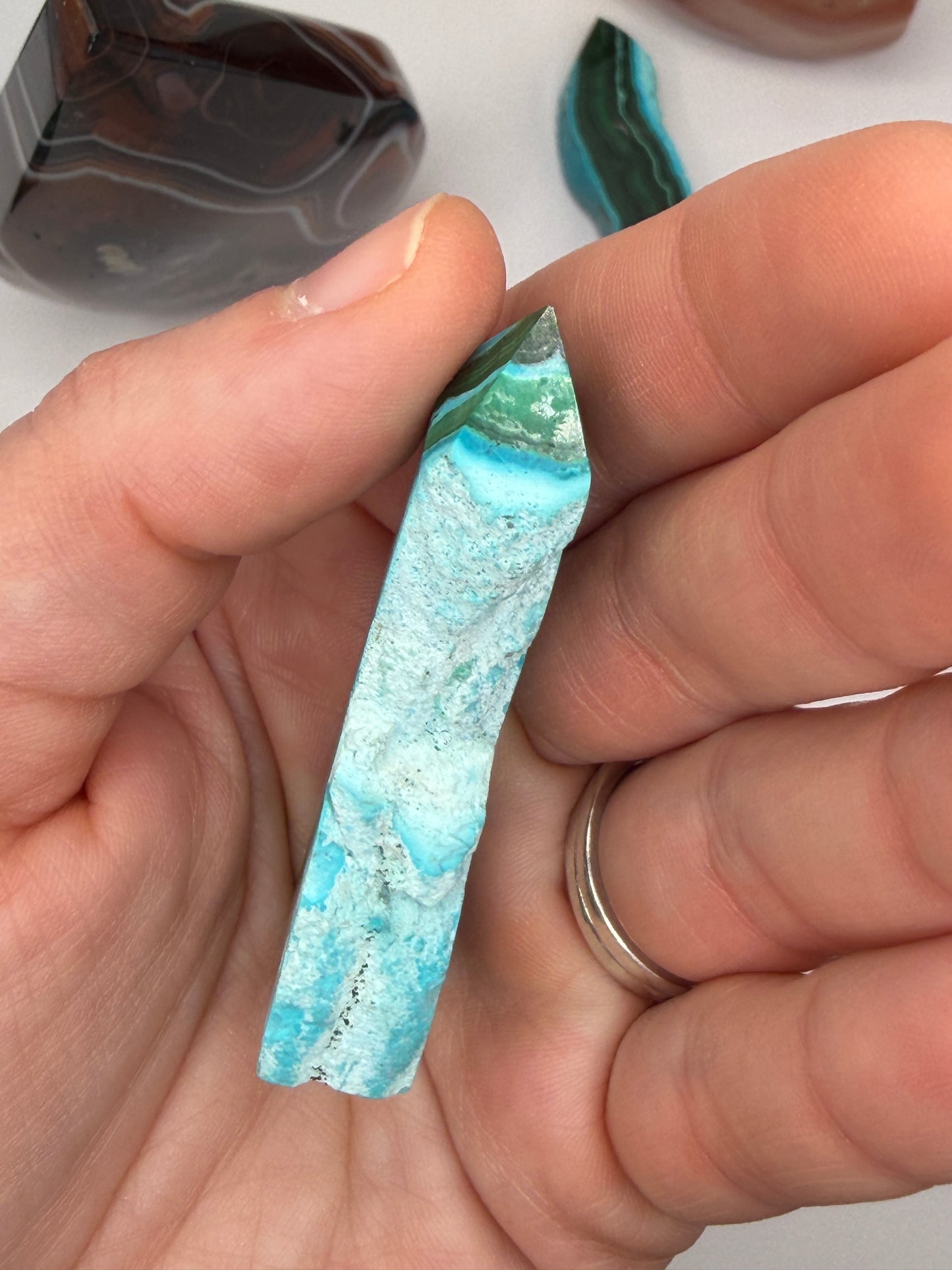 Chrysocolla Mixed Malachite Raw Side Point Style 15