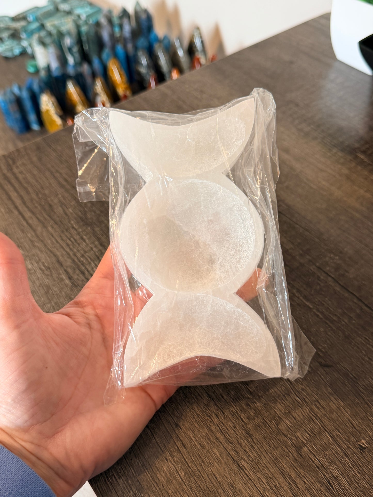 Double Crescent Selenite Bowls