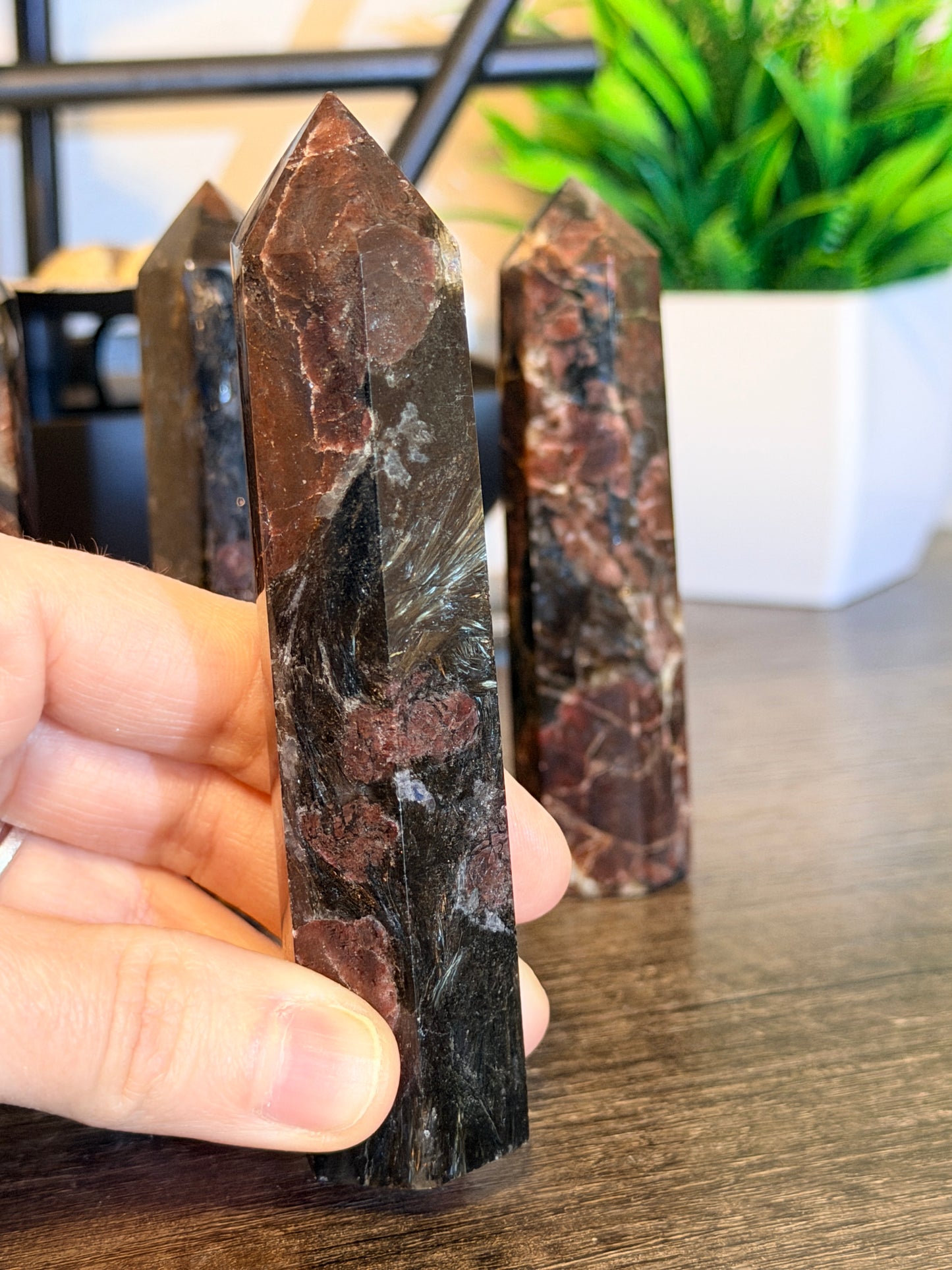 Astrophyllite with Garnet Tower Style 3