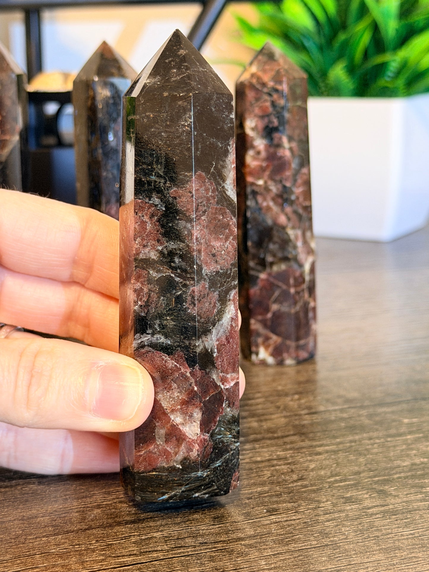 Astrophyllite with Garnet Tower Style 4