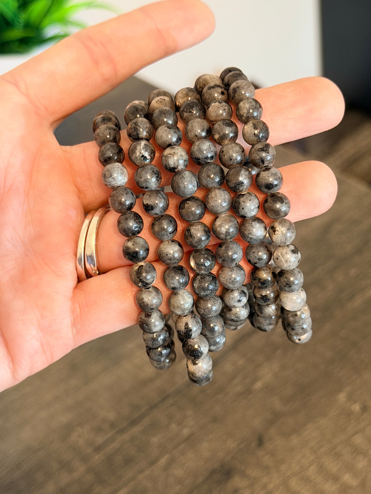 Larvikite 6mm Beaded Bracelet
