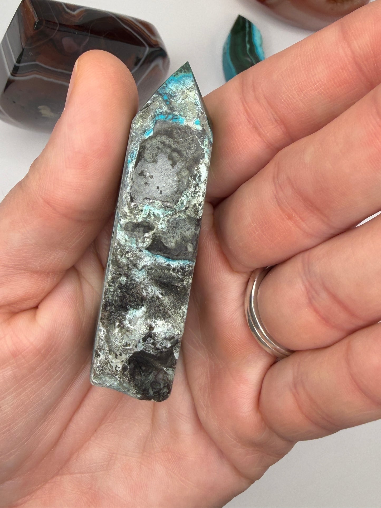 Chrysocolla Mixed Malachite Raw Side Point Style 33