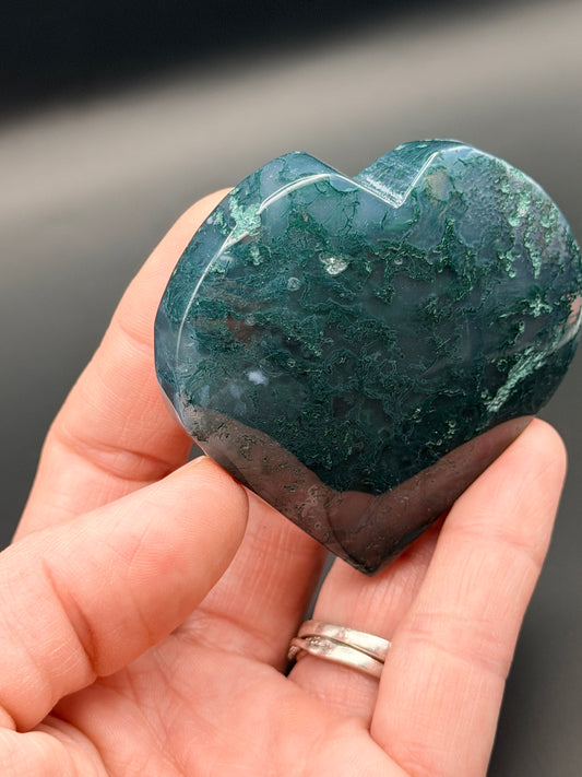 Moss Agate Heart 2" Style 1