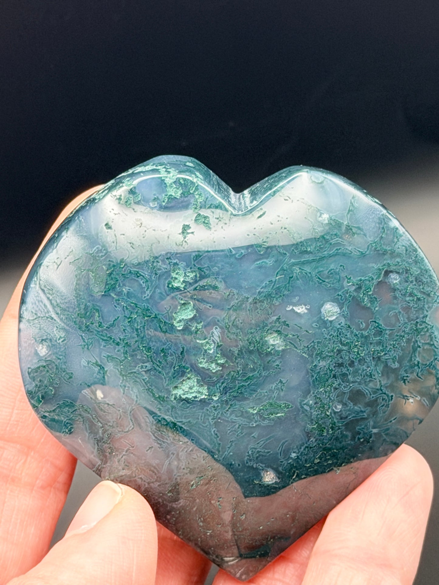 Moss Agate Heart 2" Style 1