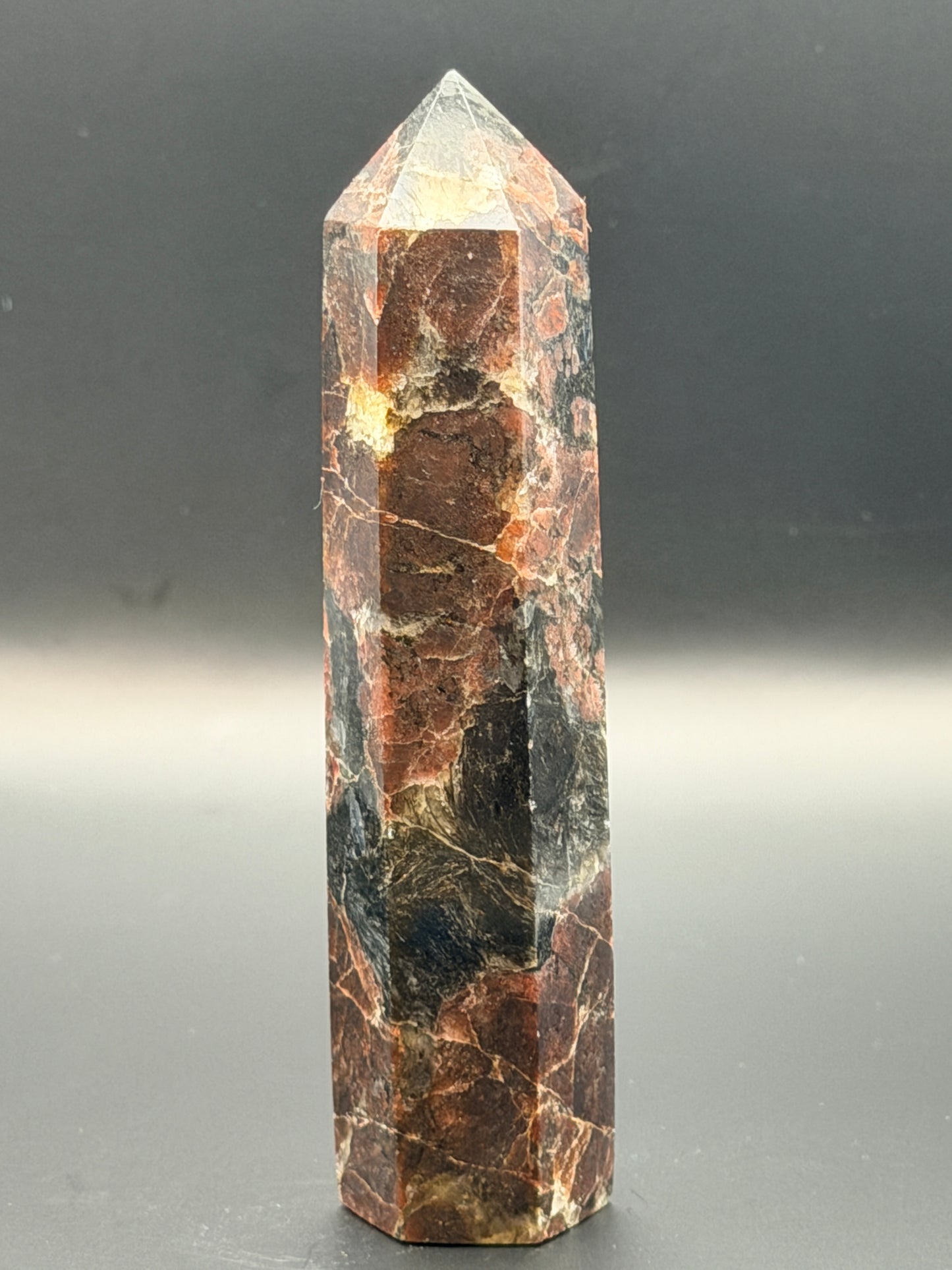Astrophyllite with Garnet Tower Style 1
