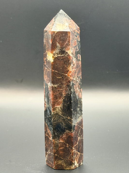 Astrophyllite with Garnet Tower Style 1