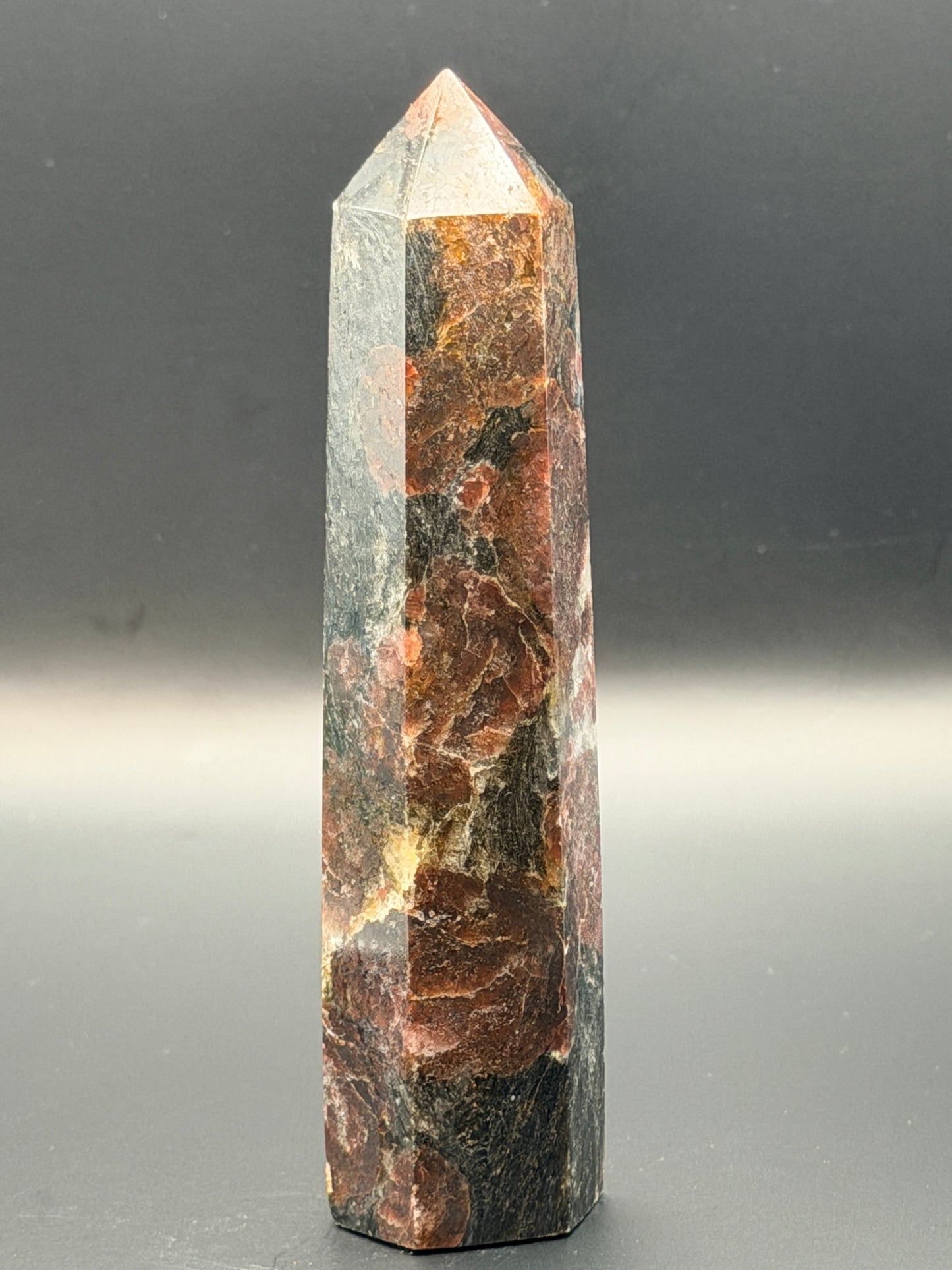 Astrophyllite with Garnet Tower Style 2