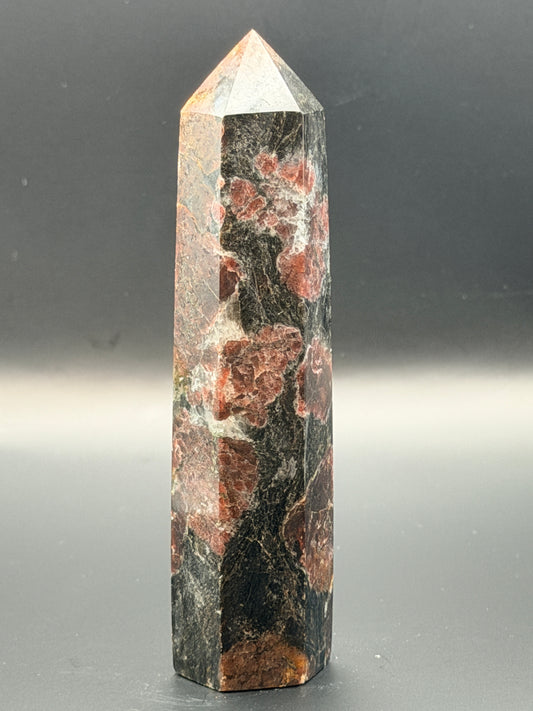 Astrophyllite with Garnet Tower Style 2