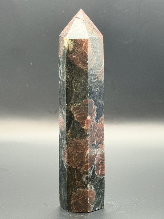 Astrophyllite with Garnet Tower Style 3
