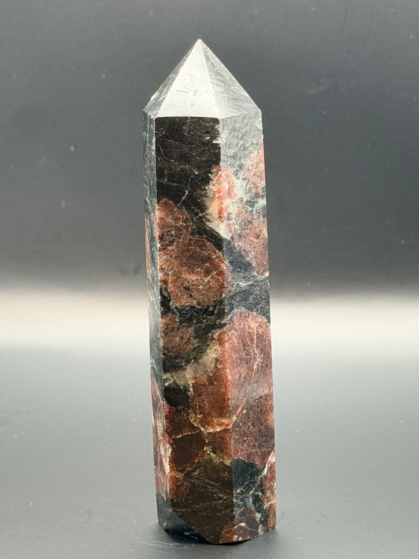 Astrophyllite with Garnet Tower Style 4