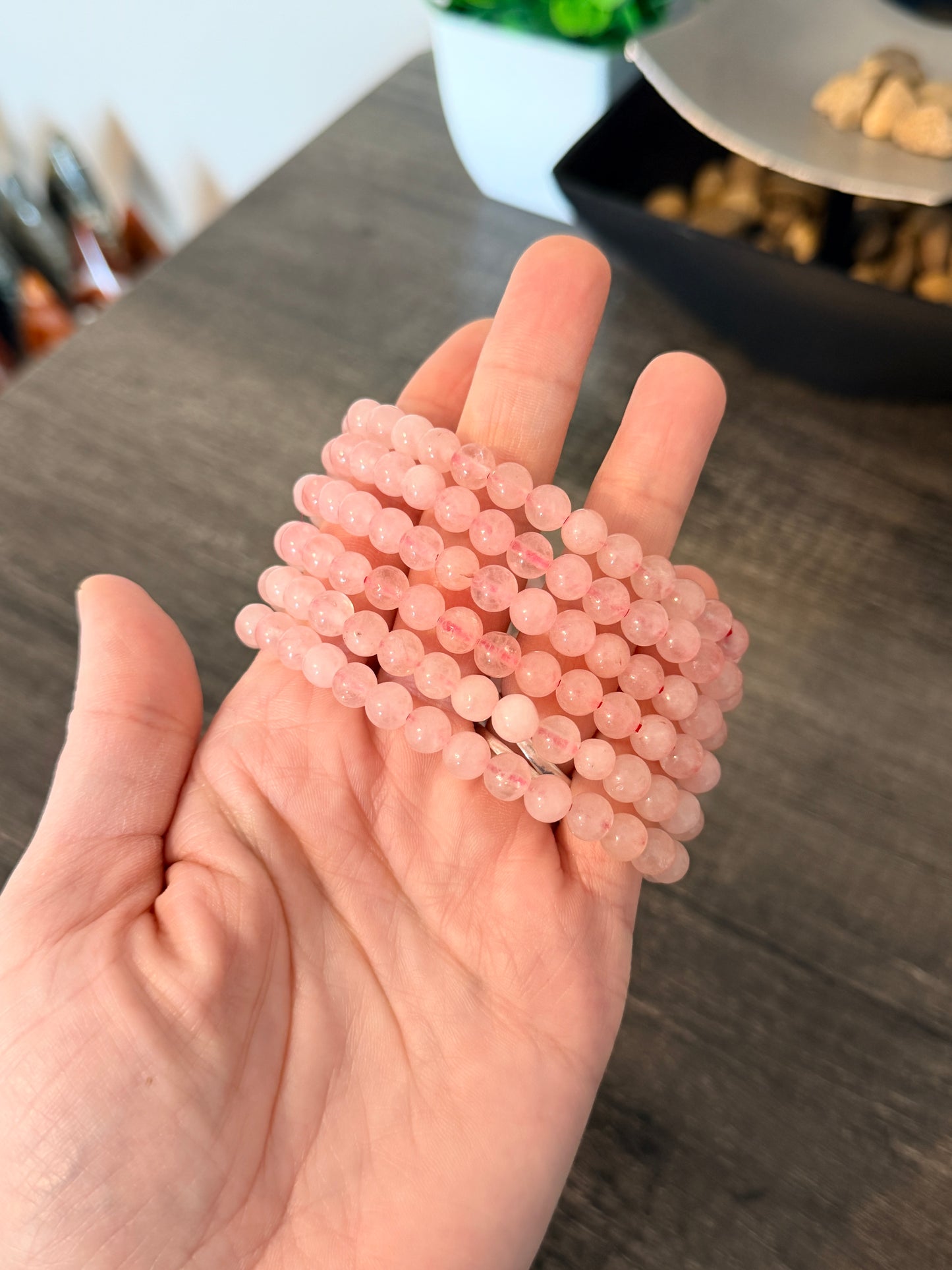 Rose Quartz 6mm Beaded Bracelet