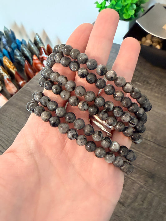 Larvikite 6mm Beaded Bracelet