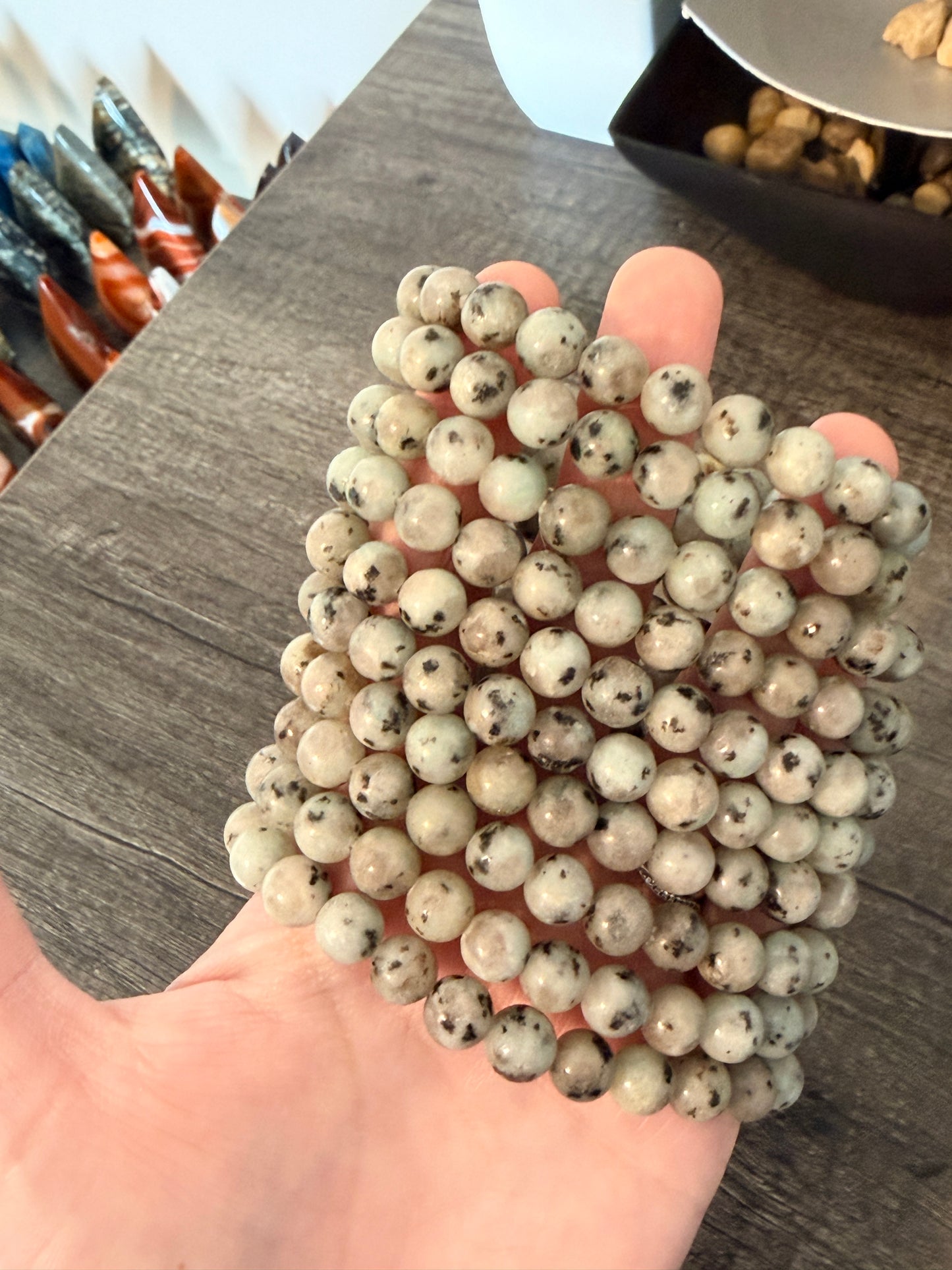 Kiwi Jasper 8mm Beaded Bracelet