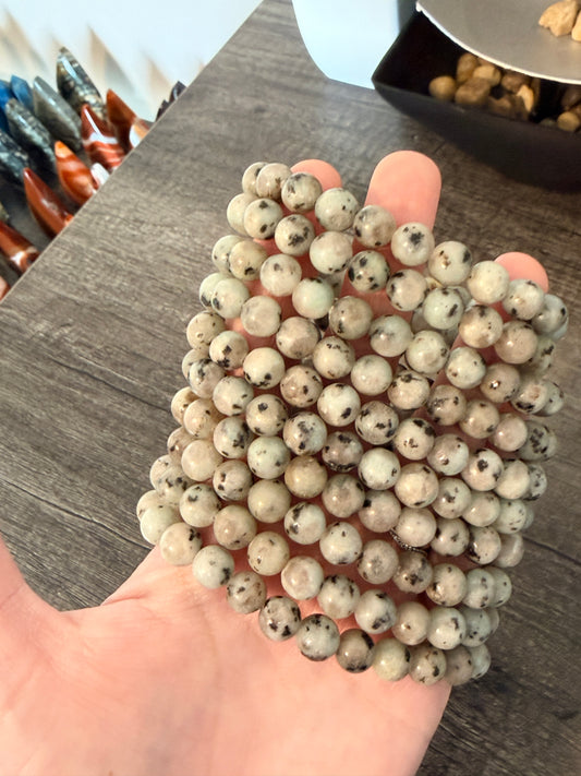 Kiwi Jasper 8mm Beaded Bracelet