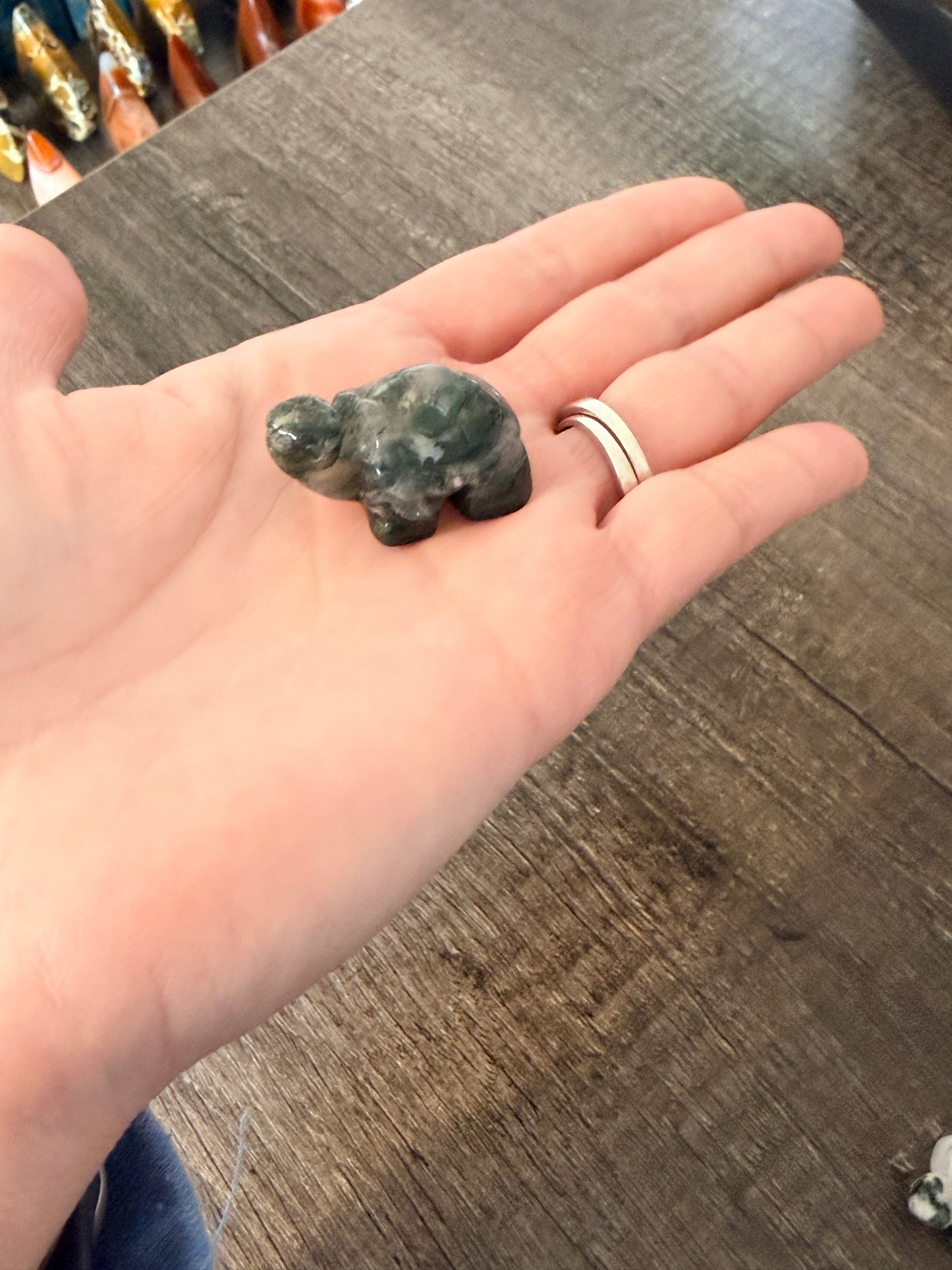 Small Moss Agate Turtle Style 3