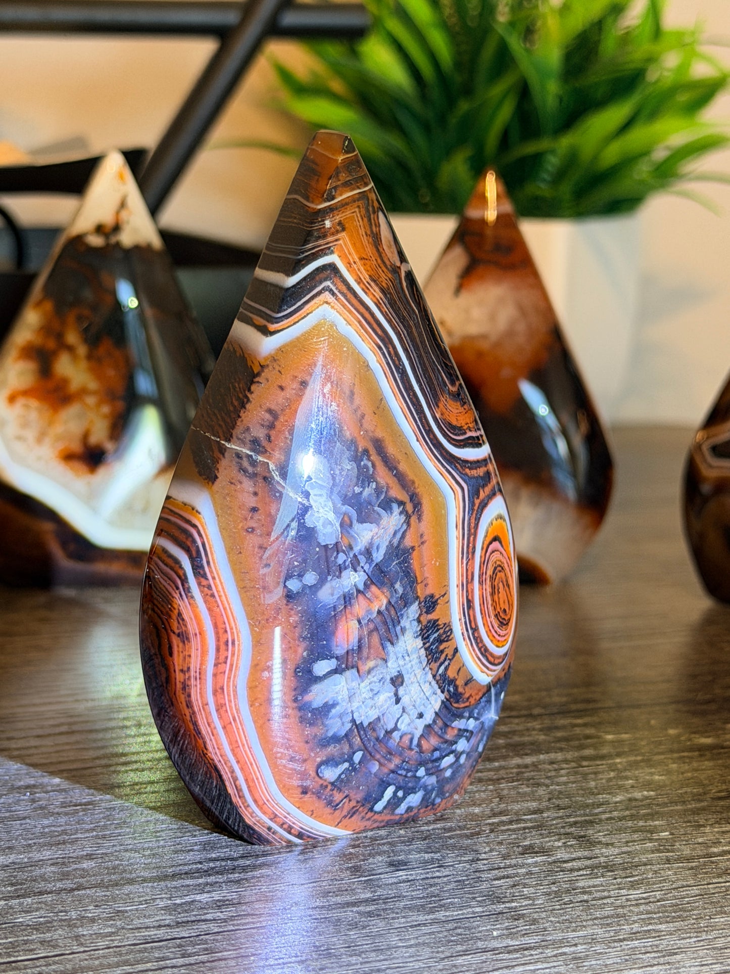 Red and Black Striped Agate Mixed Quartz Freeform Style 2