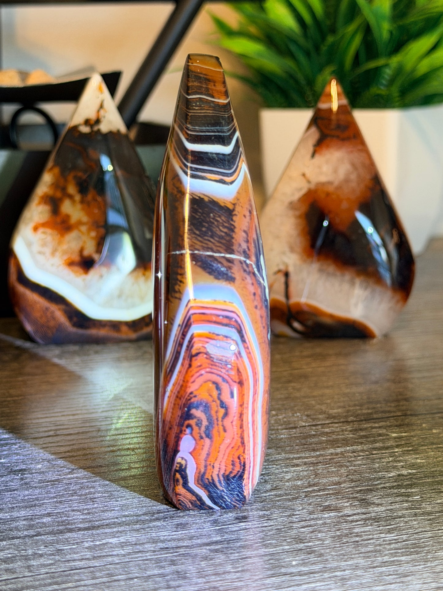 Red and Black Striped Agate Mixed Quartz Freeform Style 2