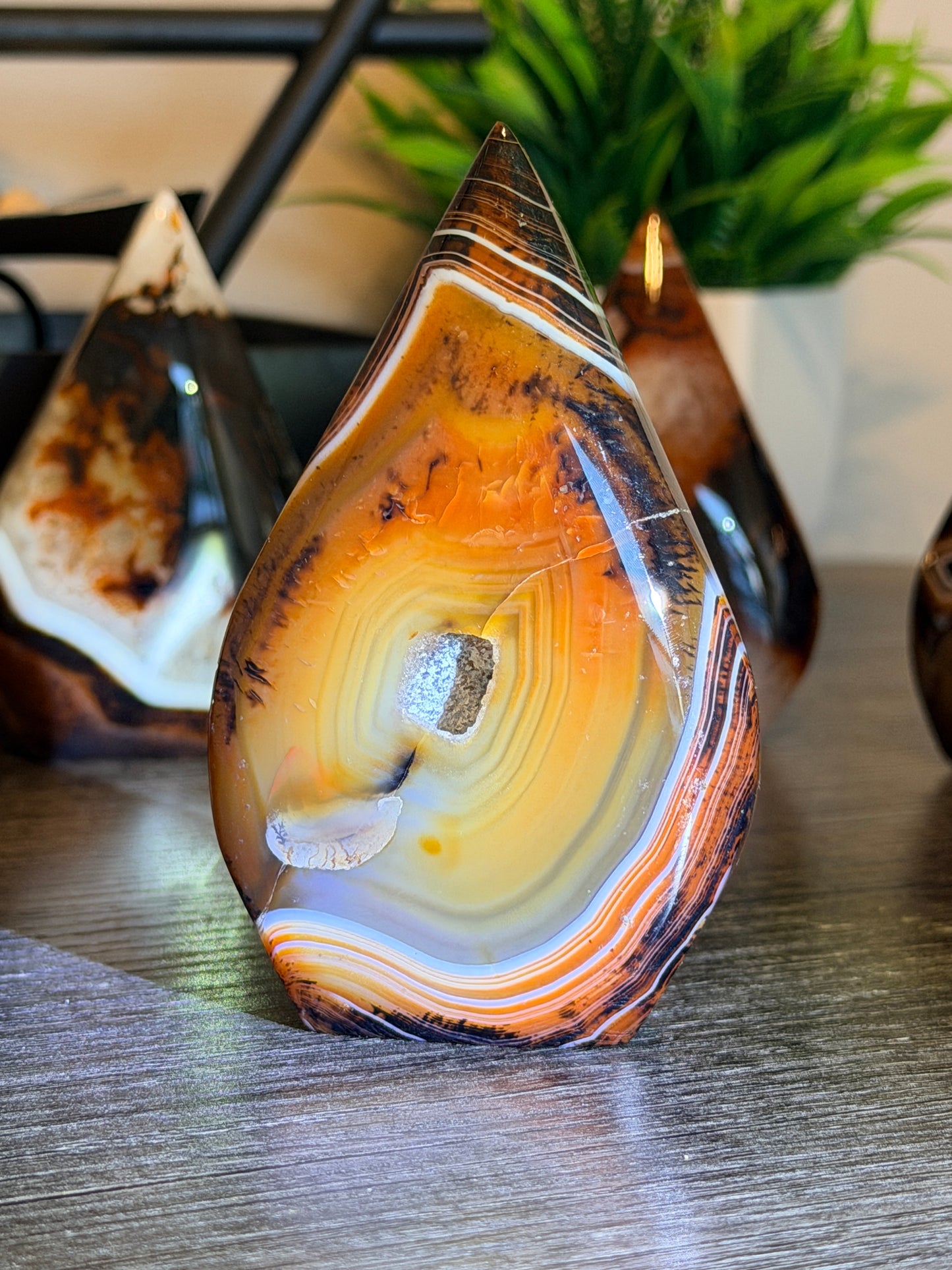 Red and Black Striped Agate Mixed Quartz Freeform Style 2