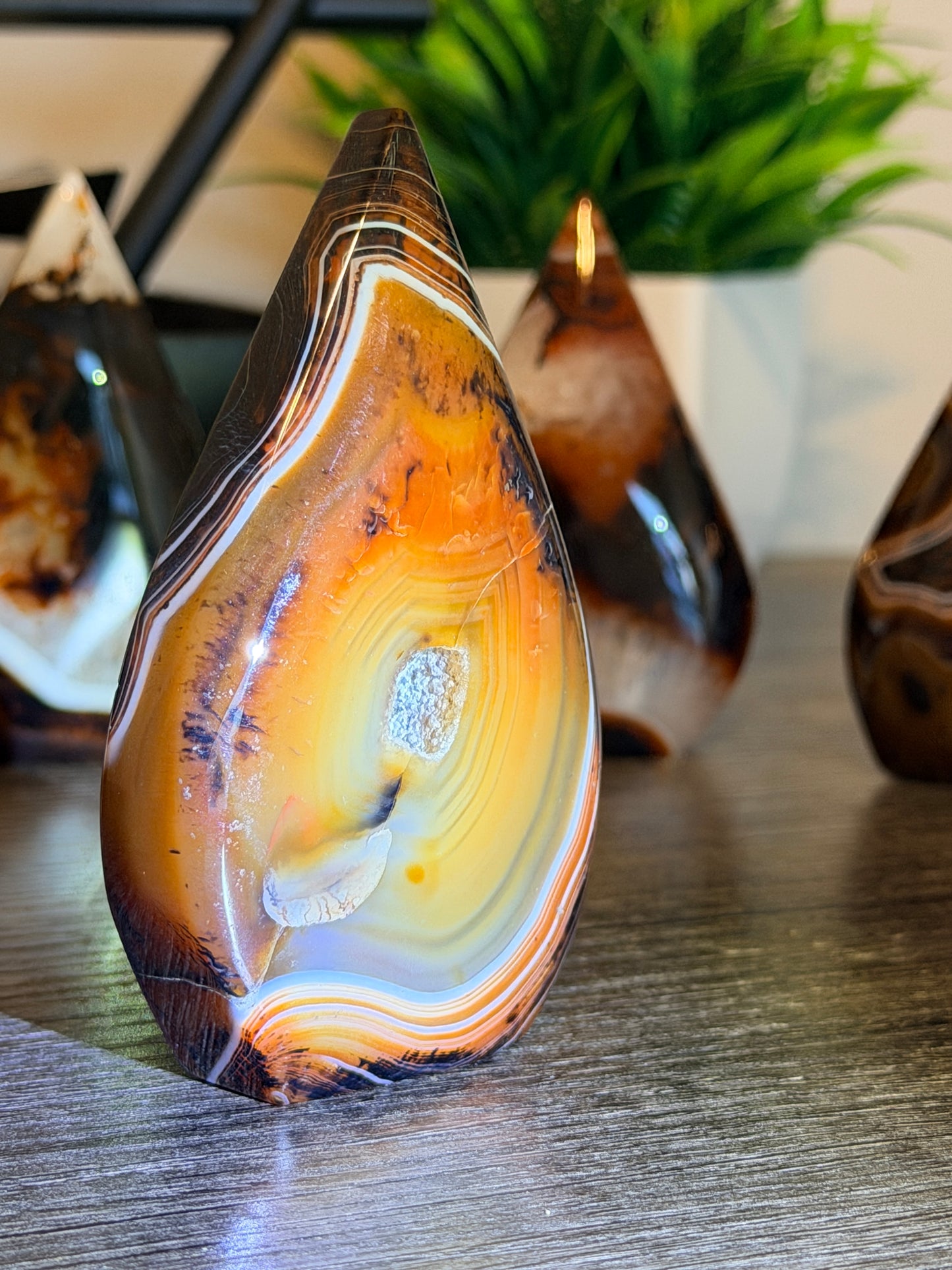 Red and Black Striped Agate Mixed Quartz Freeform Style 2