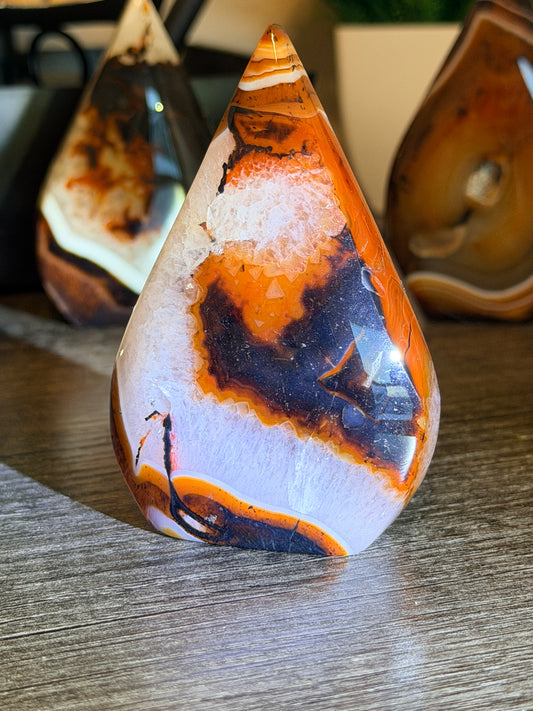 Red and Black Striped Agate Mixed Quartz Freeform Style 3