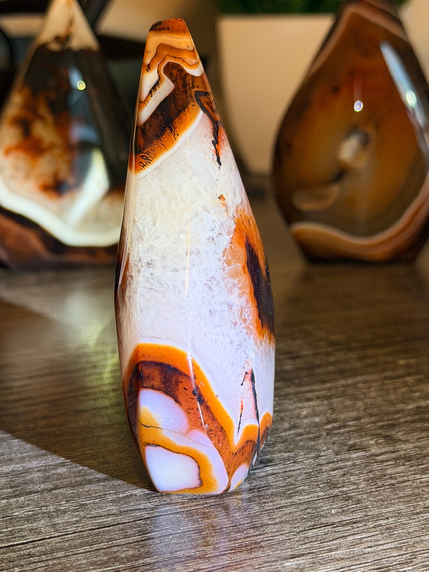 Red and Black Striped Agate Mixed Quartz Freeform Style 3