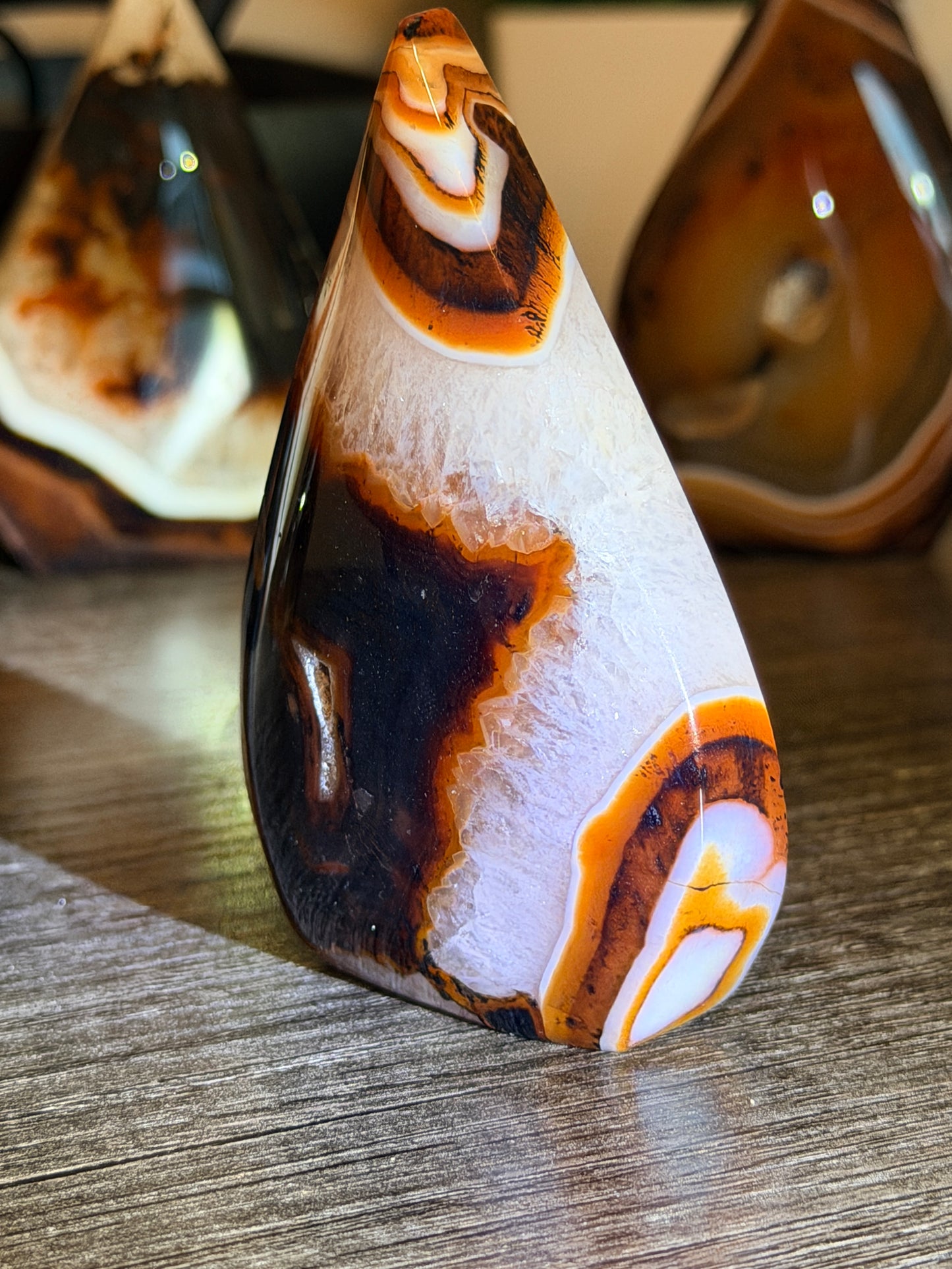 Red and Black Striped Agate Mixed Quartz Freeform Style 3