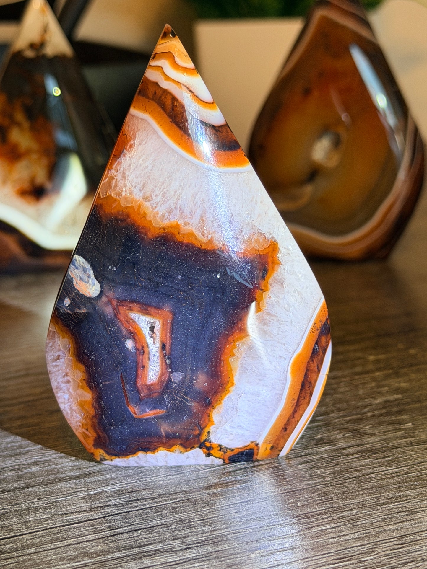 Red and Black Striped Agate Mixed Quartz Freeform Style 3