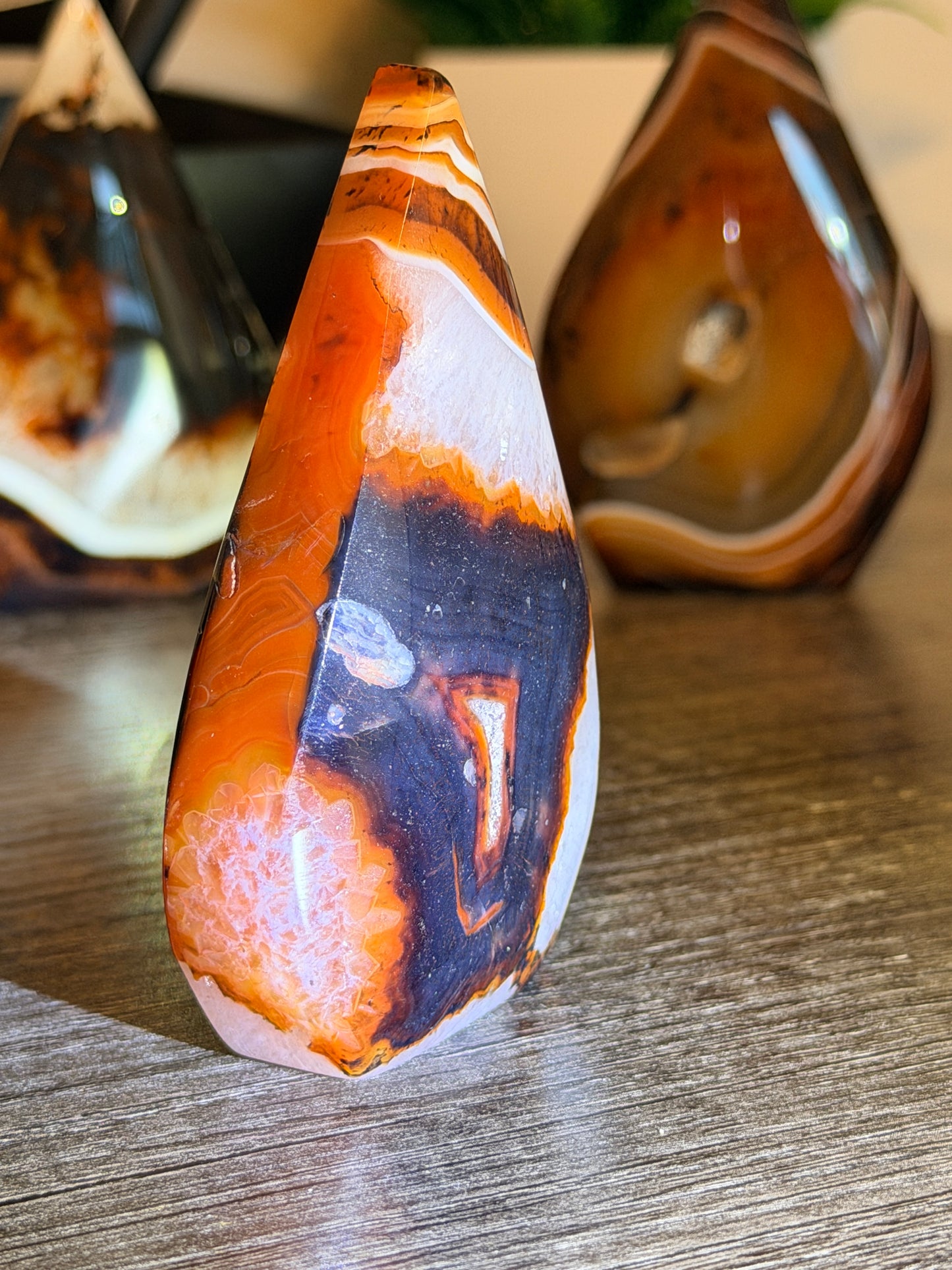 Red and Black Striped Agate Mixed Quartz Freeform Style 3