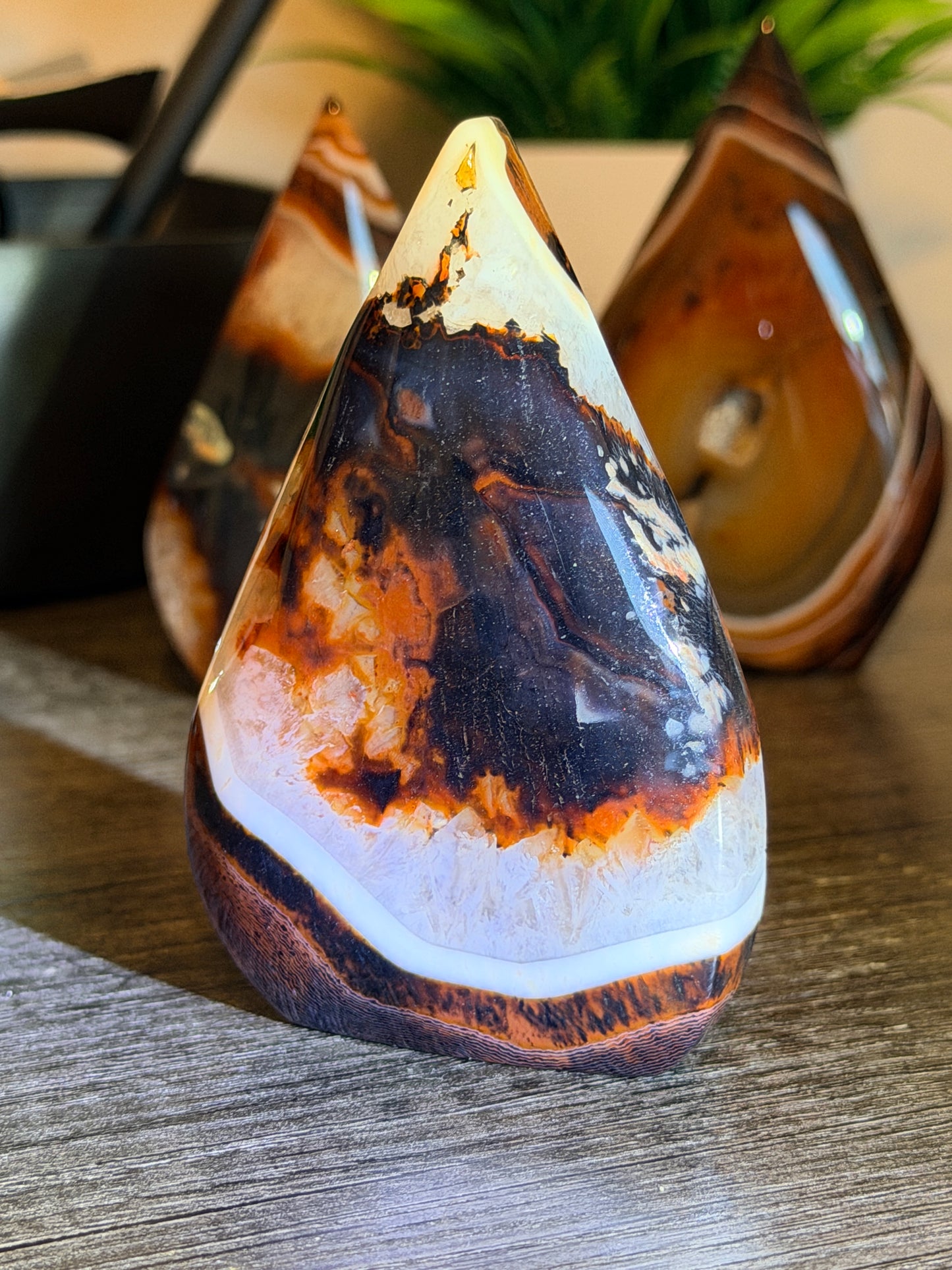 Red and Black Striped Agate Mixed Quartz Freeform Style 4