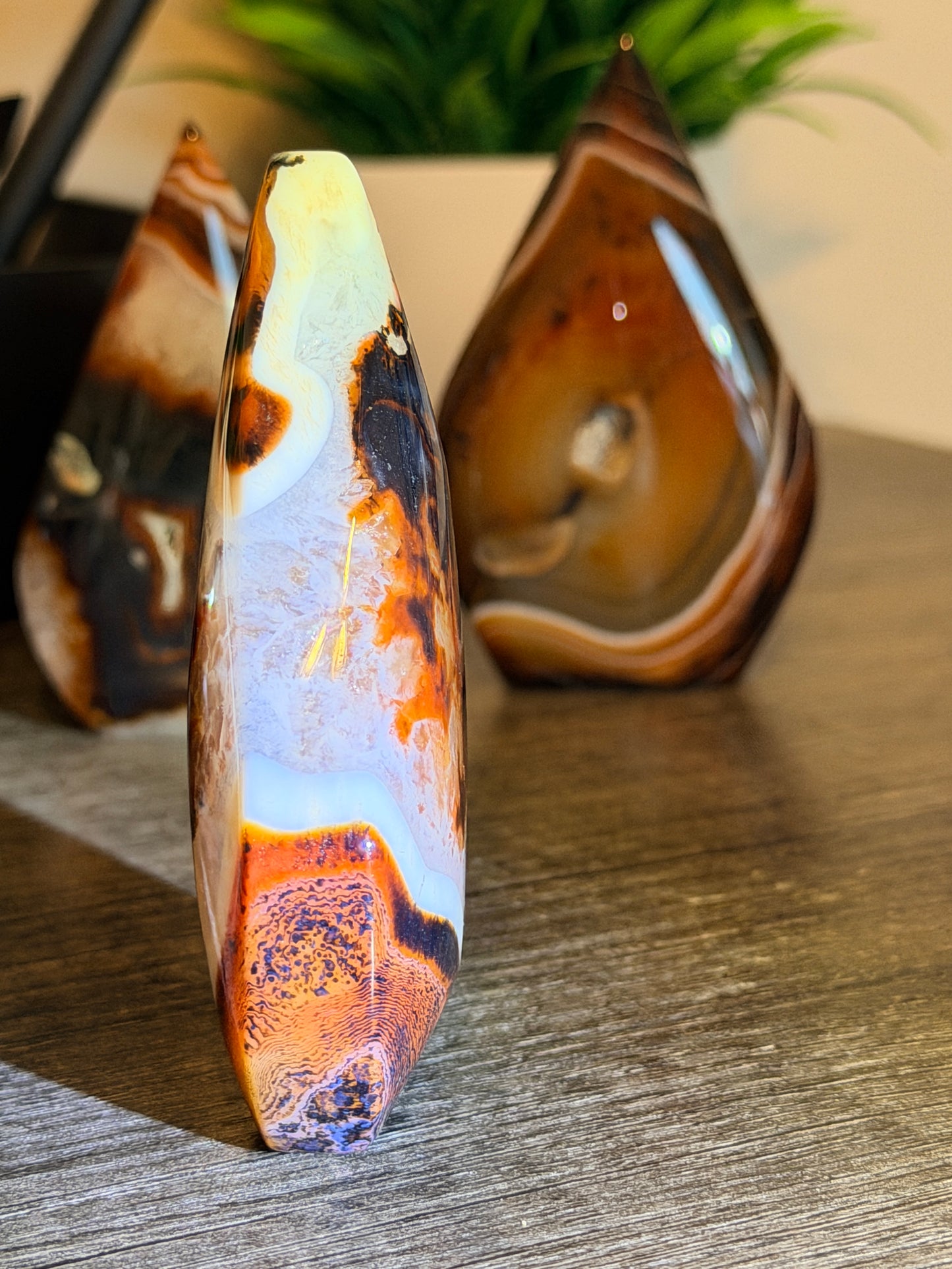 Red and Black Striped Agate Mixed Quartz Freeform Style 4