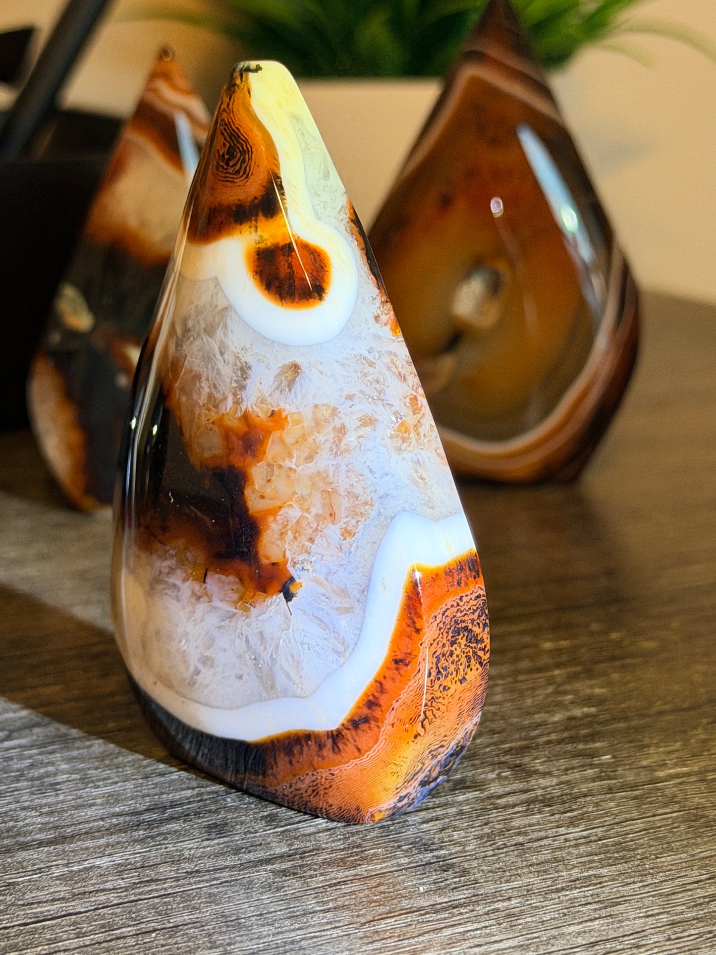 Red and Black Striped Agate Mixed Quartz Freeform Style 4