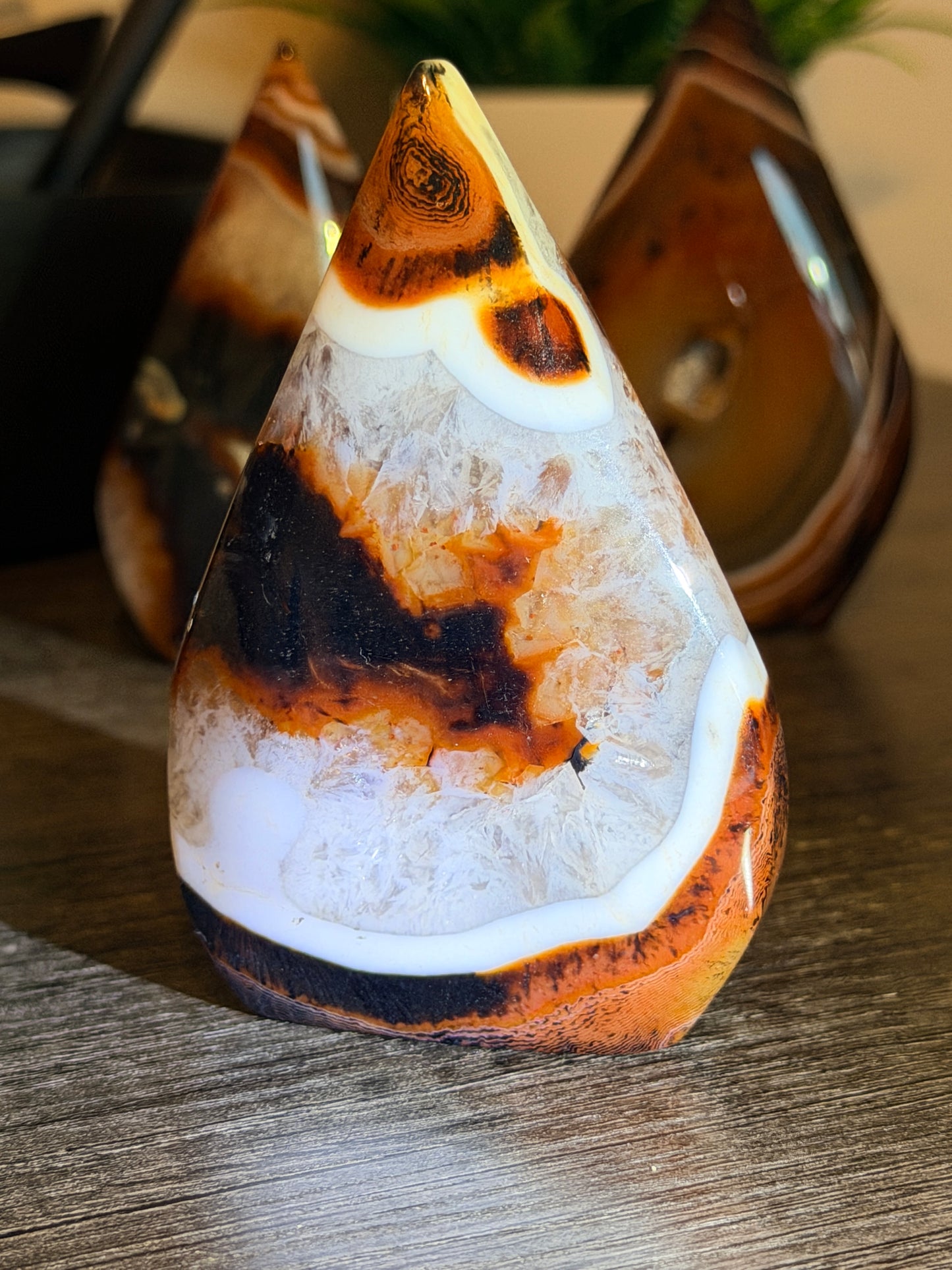 Red and Black Striped Agate Mixed Quartz Freeform Style 4
