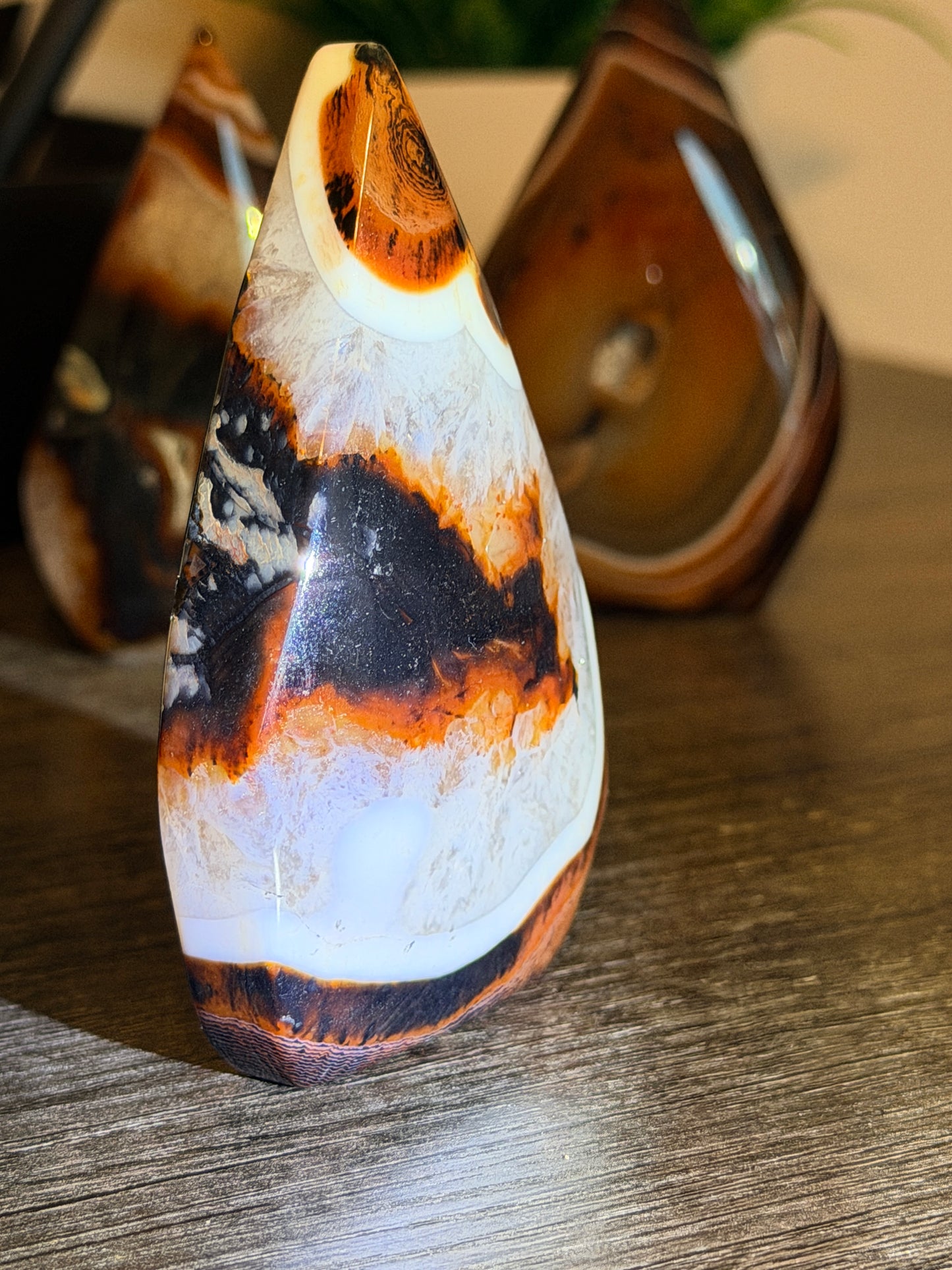 Red and Black Striped Agate Mixed Quartz Freeform Style 4