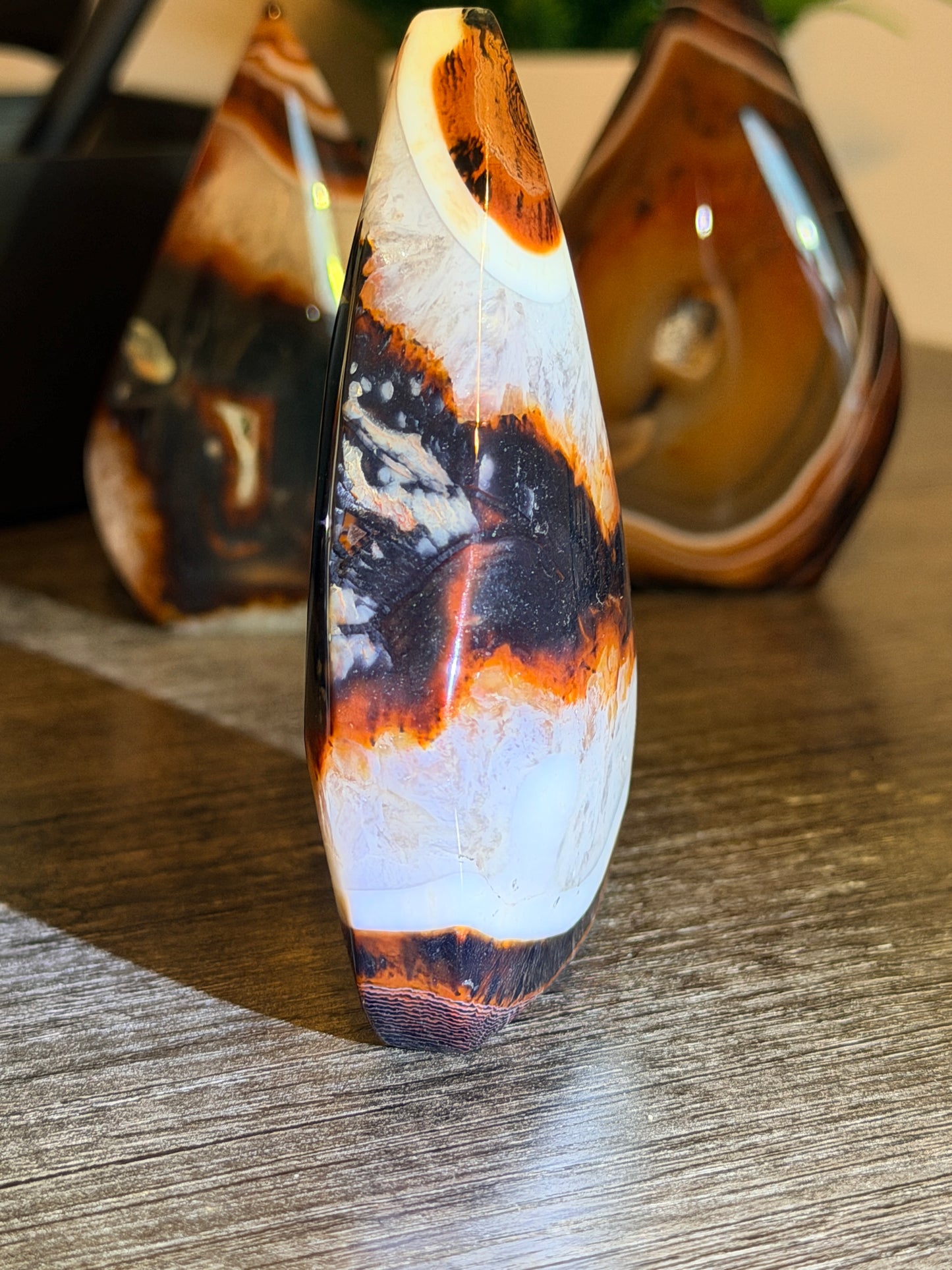 Red and Black Striped Agate Mixed Quartz Freeform Style 4