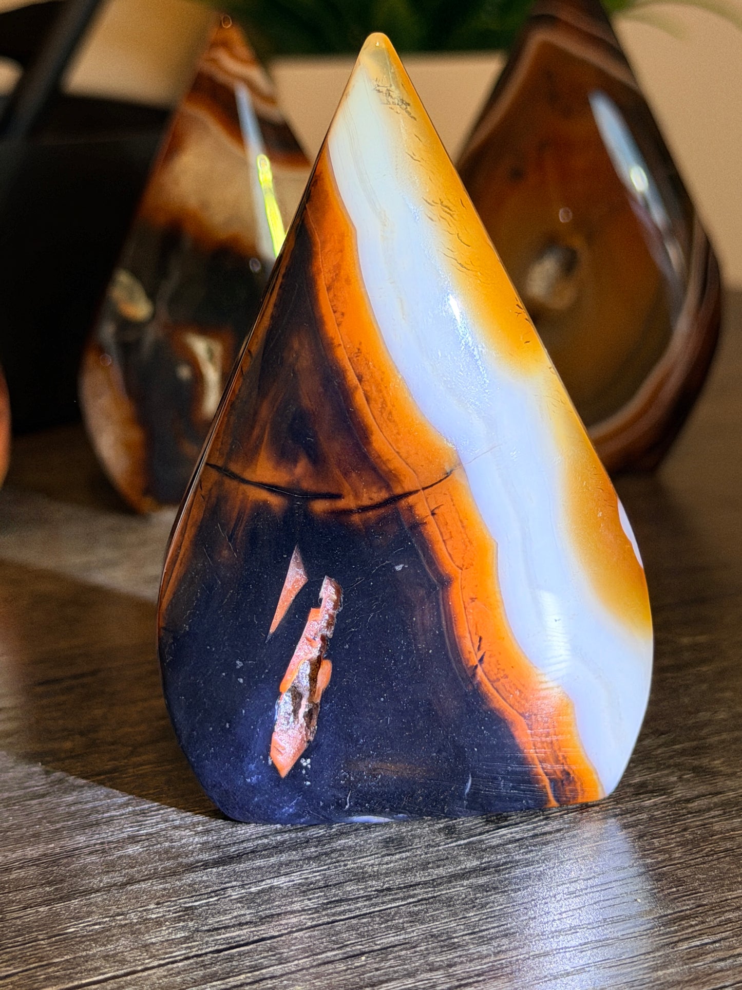 Red and Black Striped Agate Mixed Quartz Freeform Style 5