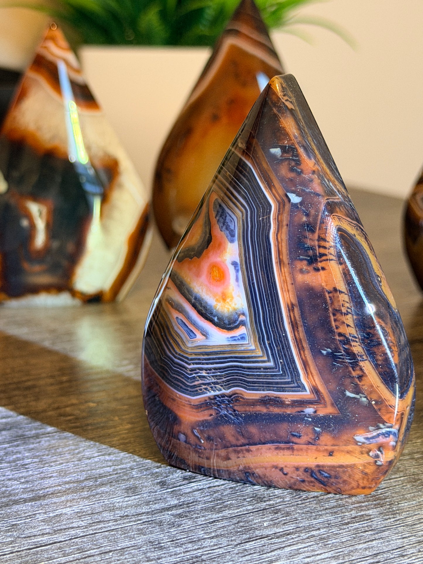 Red and Black Striped Agate Mixed Quartz Freeform Style 6
