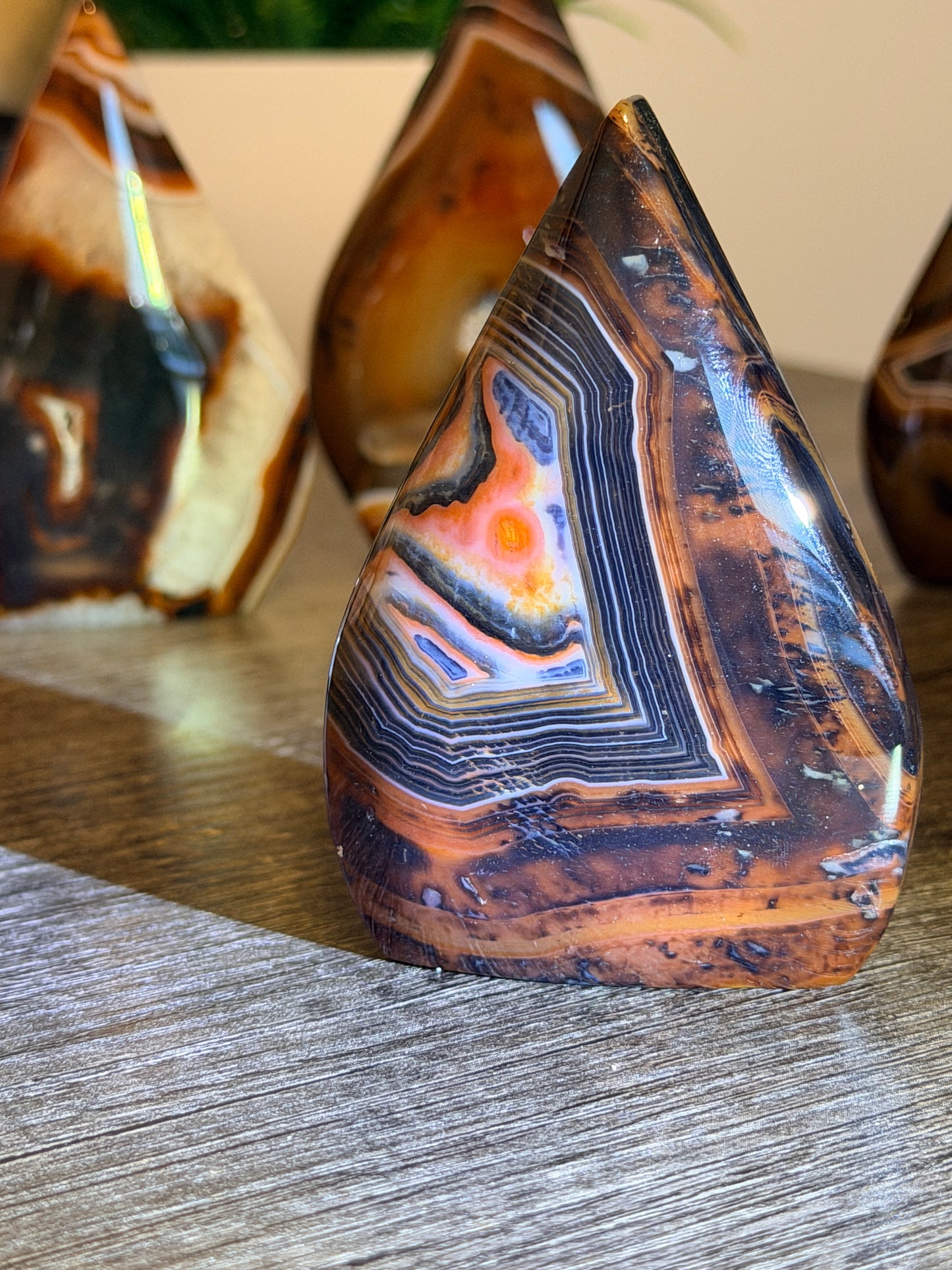 Red and Black Striped Agate Mixed Quartz Freeform Style 6