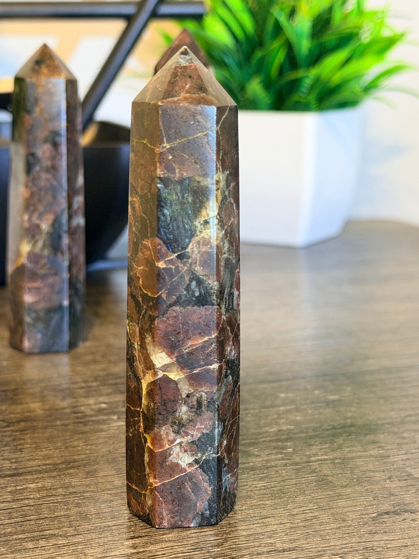 Astrophyllite with Garnet Tower Style 1