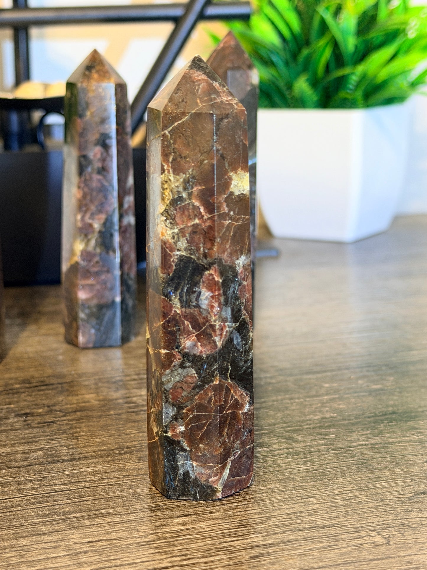 Astrophyllite with Garnet Tower Style 1
