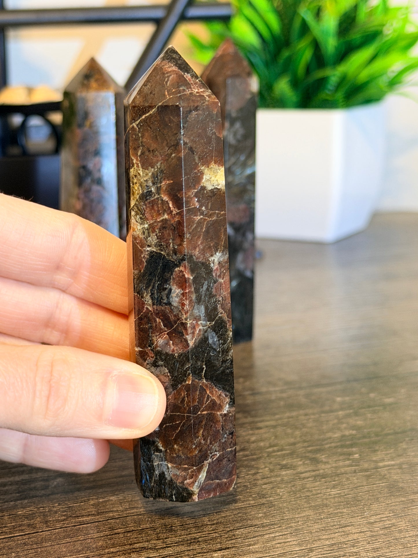 Astrophyllite with Garnet Tower Style 1