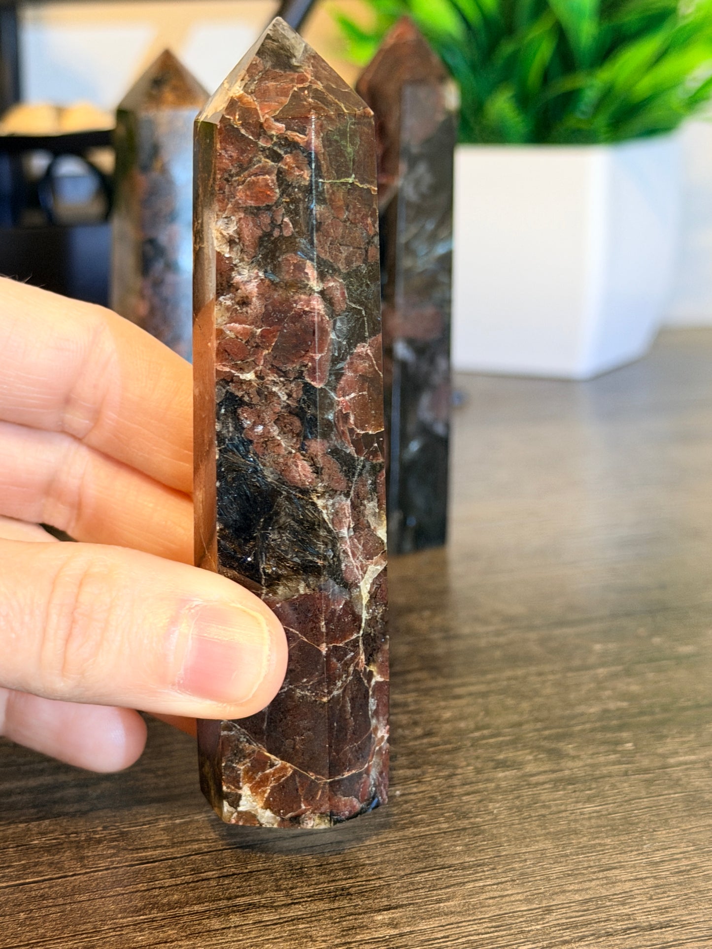 Astrophyllite with Garnet Tower Style 1
