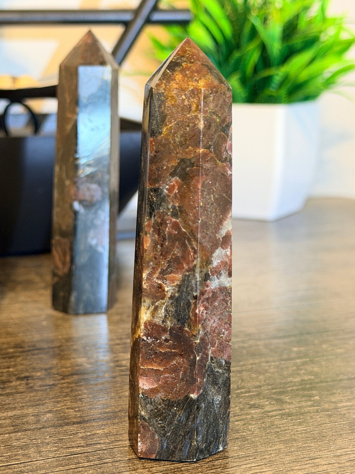 Astrophyllite with Garnet Tower Style 2