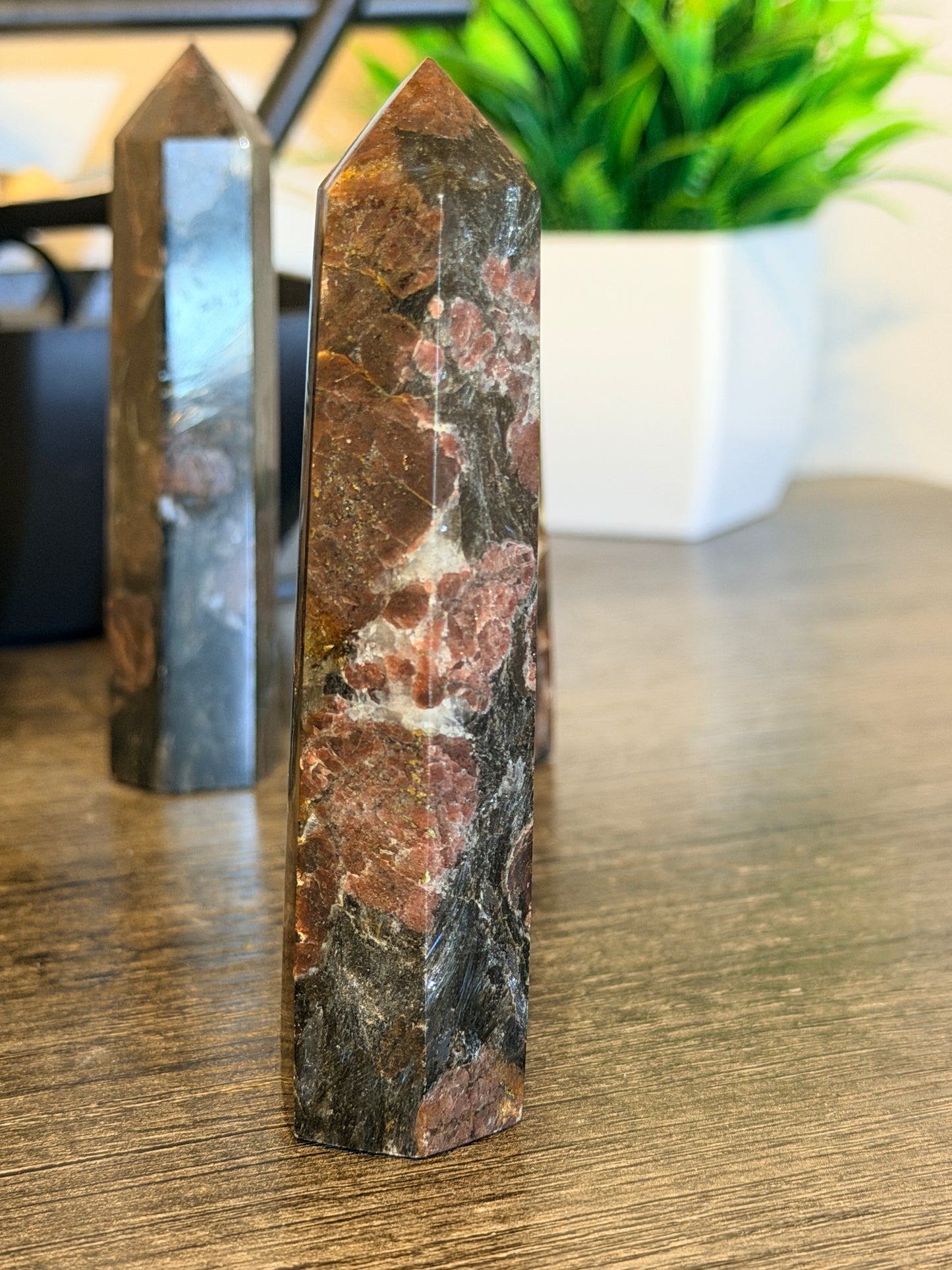 Astrophyllite with Garnet Tower Style 2