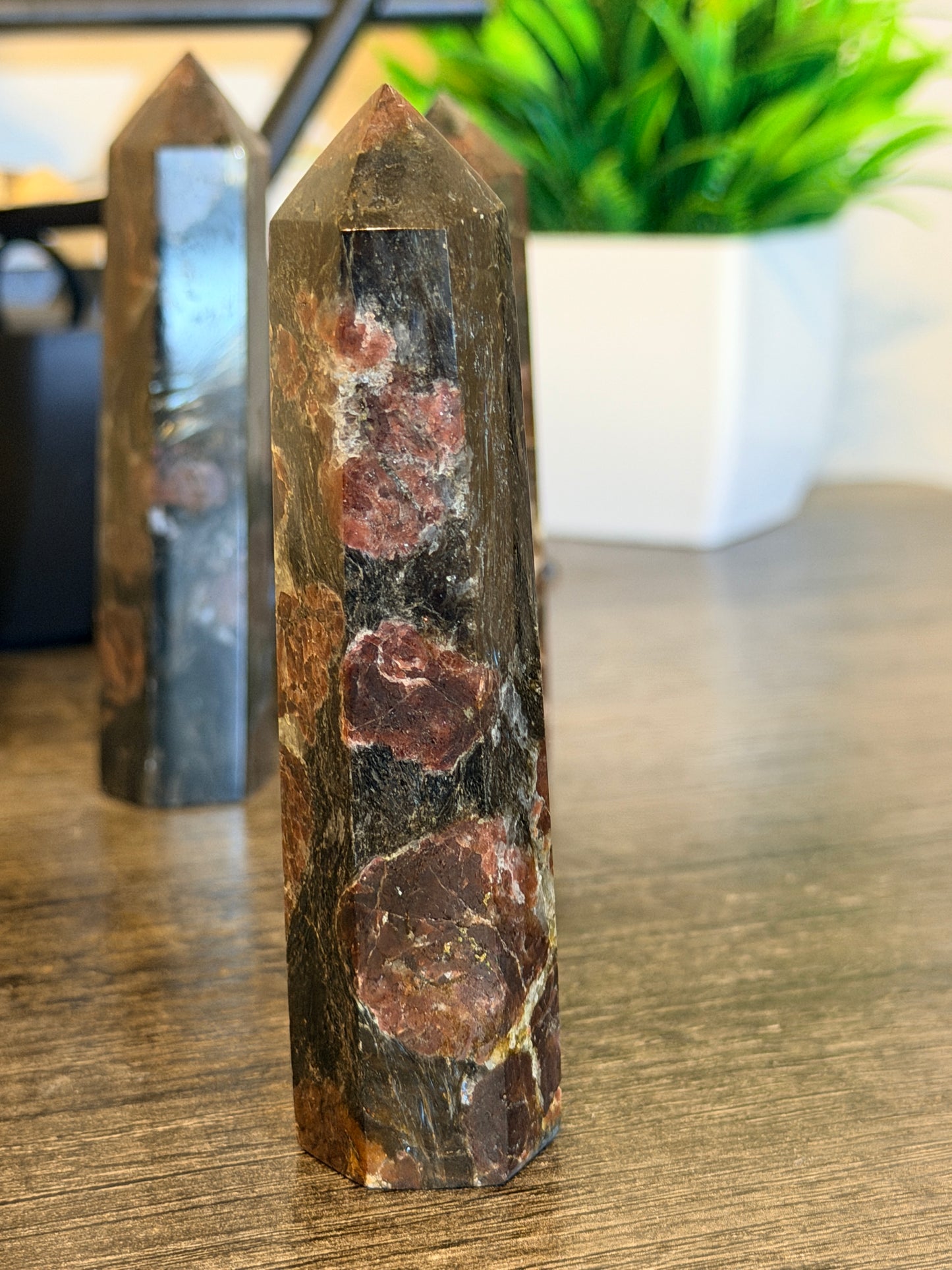 Astrophyllite with Garnet Tower Style 2