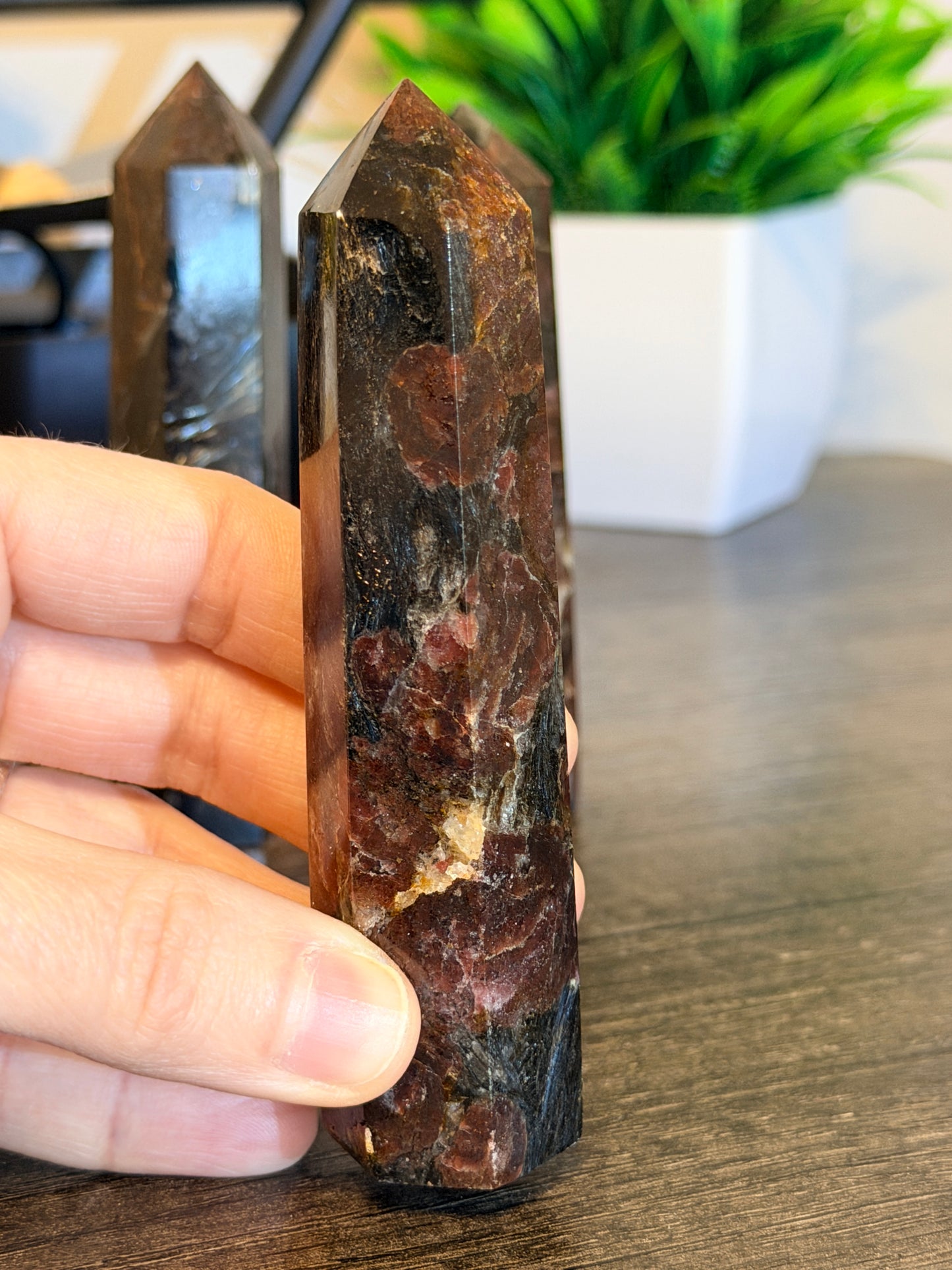 Astrophyllite with Garnet Tower Style 2
