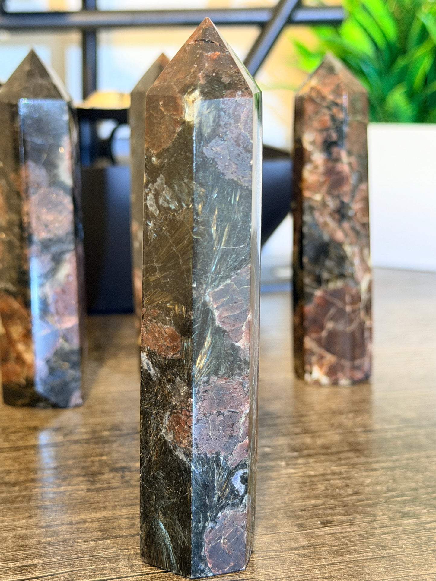 Astrophyllite with Garnet Tower Style 3