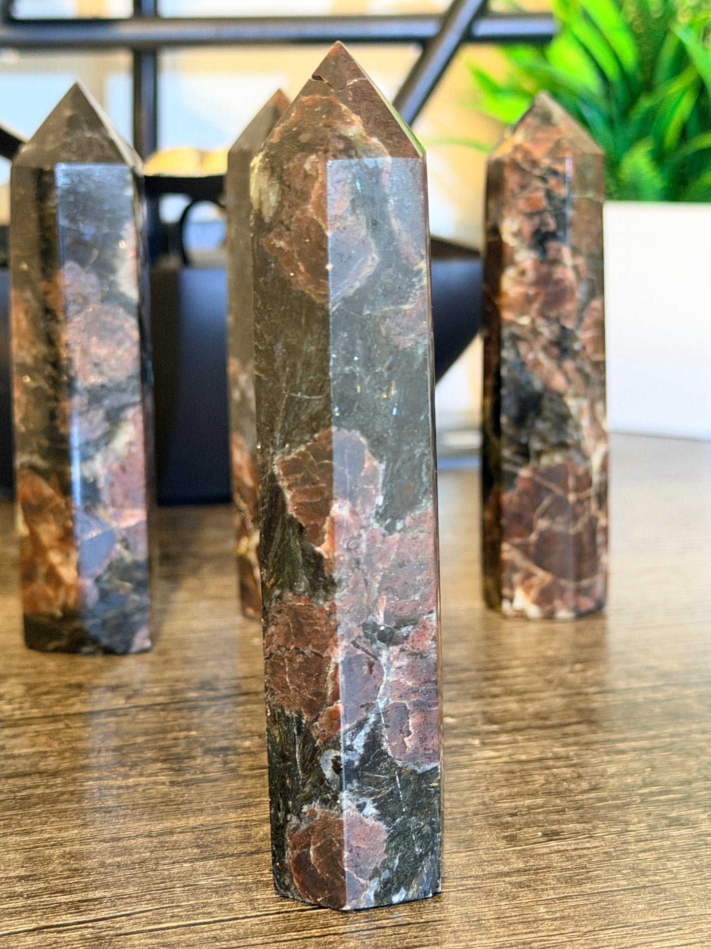 Astrophyllite with Garnet Tower Style 3