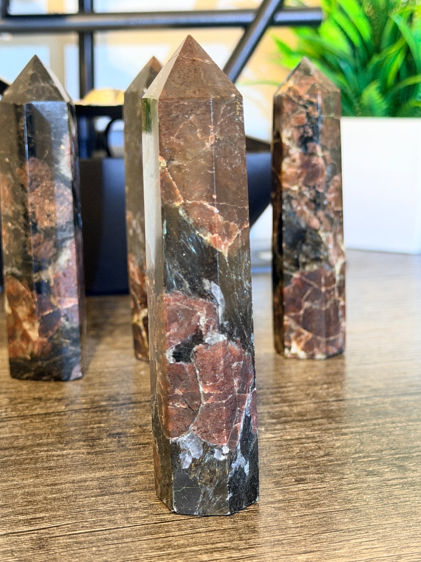 Astrophyllite with Garnet Tower Style 3