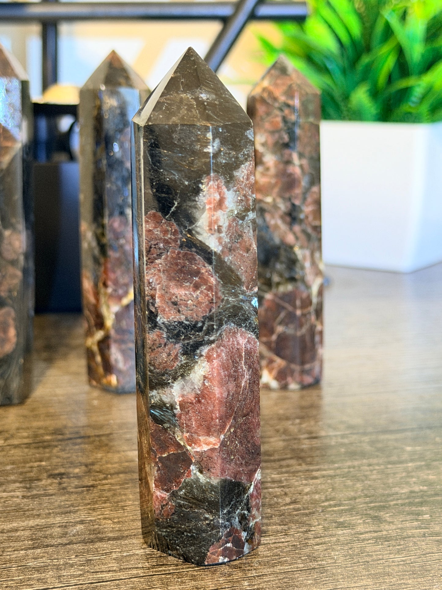 Astrophyllite with Garnet Tower Style 4