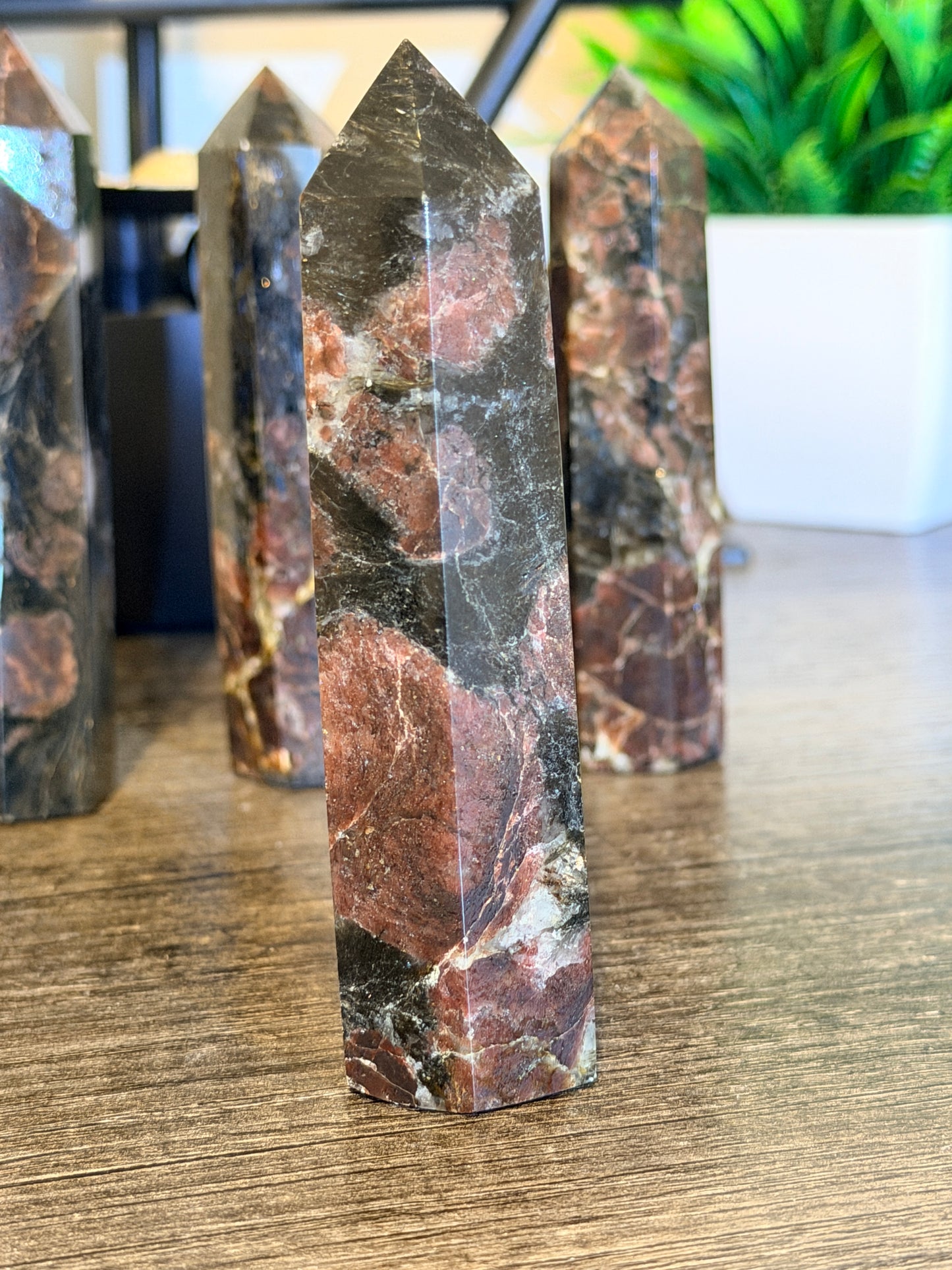 Astrophyllite with Garnet Tower Style 4